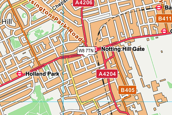 Heartcore Fitness (Notting Hill) map (W8 7TN) - OS VectorMap District (Ordnance Survey)