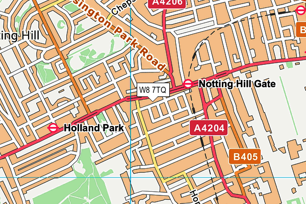 W8 7TQ map - OS VectorMap District (Ordnance Survey)