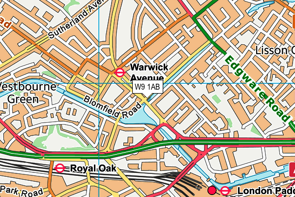 W9 1AB map - OS VectorMap District (Ordnance Survey)