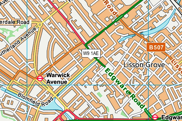 W9 1AE map - OS VectorMap District (Ordnance Survey)