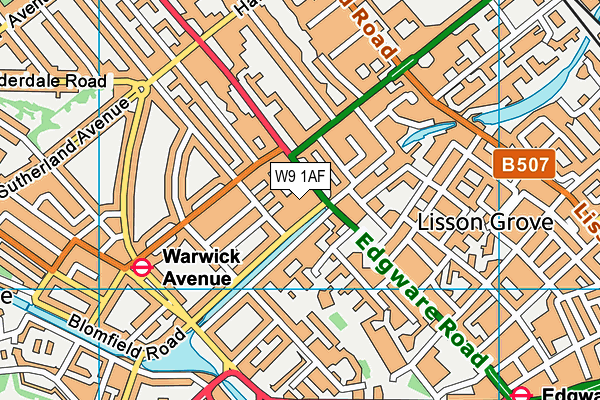 W9 1AF map - OS VectorMap District (Ordnance Survey)