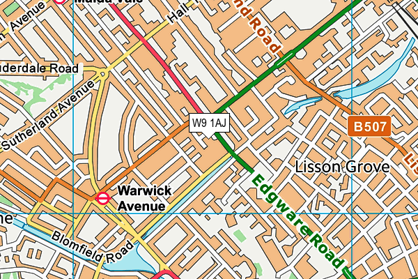 W9 1AJ map - OS VectorMap District (Ordnance Survey)