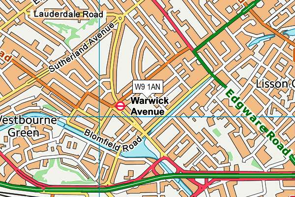 W9 1AN map - OS VectorMap District (Ordnance Survey)