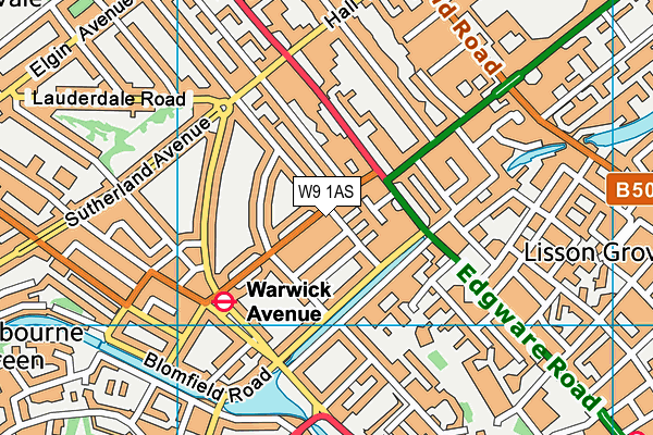 W9 1AS map - OS VectorMap District (Ordnance Survey)