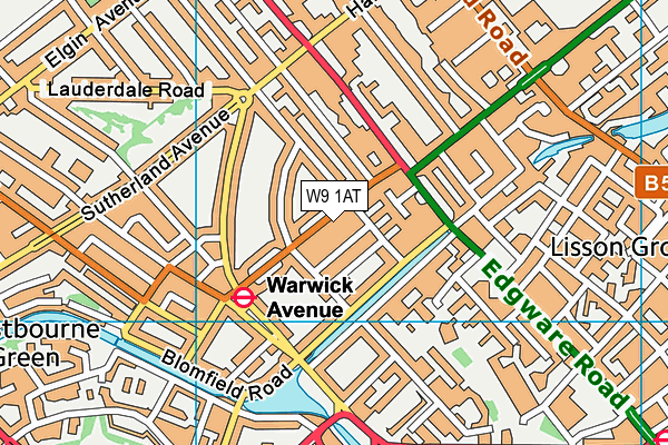 W9 1AT map - OS VectorMap District (Ordnance Survey)