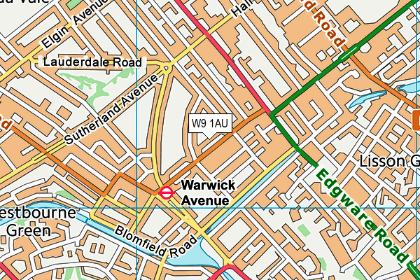 W9 1AU map - OS VectorMap District (Ordnance Survey)
