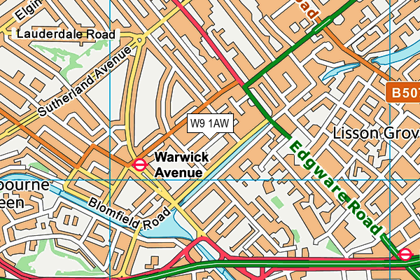 W9 1AW map - OS VectorMap District (Ordnance Survey)