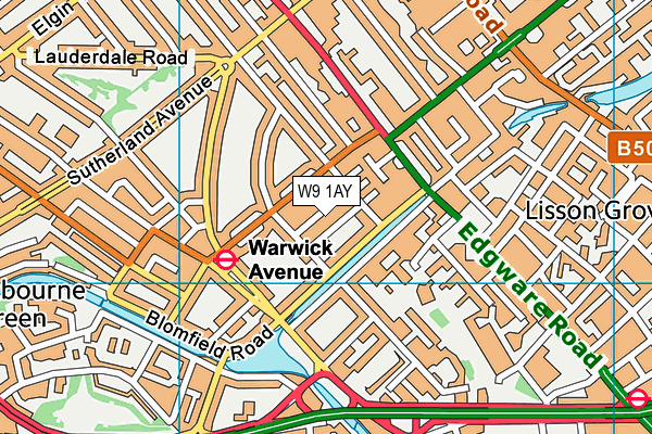 W9 1AY map - OS VectorMap District (Ordnance Survey)