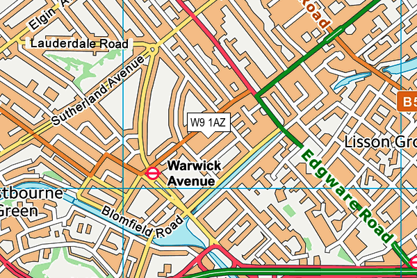 W9 1AZ map - OS VectorMap District (Ordnance Survey)