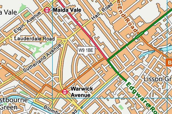 W9 1BE map - OS VectorMap District (Ordnance Survey)