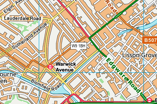 W9 1BH map - OS VectorMap District (Ordnance Survey)