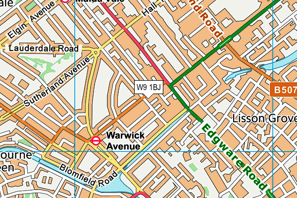 W9 1BJ map - OS VectorMap District (Ordnance Survey)