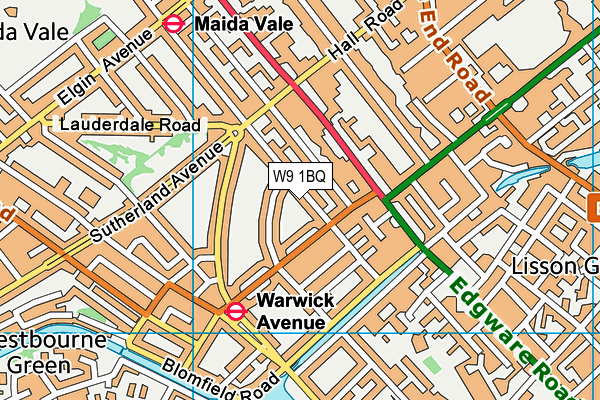 W9 1BQ map - OS VectorMap District (Ordnance Survey)