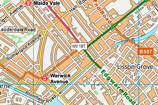W9 1BT map - OS VectorMap District (Ordnance Survey)