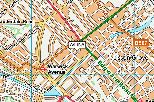 W9 1BW map - OS VectorMap District (Ordnance Survey)