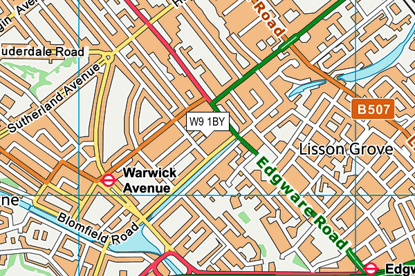 W9 1BY map - OS VectorMap District (Ordnance Survey)