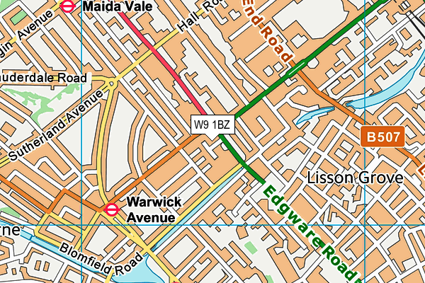 W9 1BZ map - OS VectorMap District (Ordnance Survey)