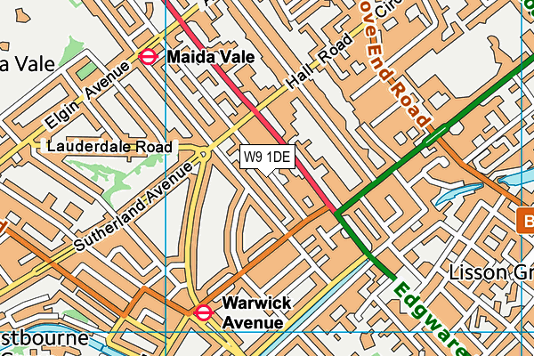 W9 1DE map - OS VectorMap District (Ordnance Survey)