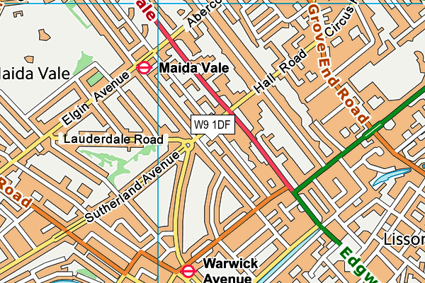 W9 1DF map - OS VectorMap District (Ordnance Survey)