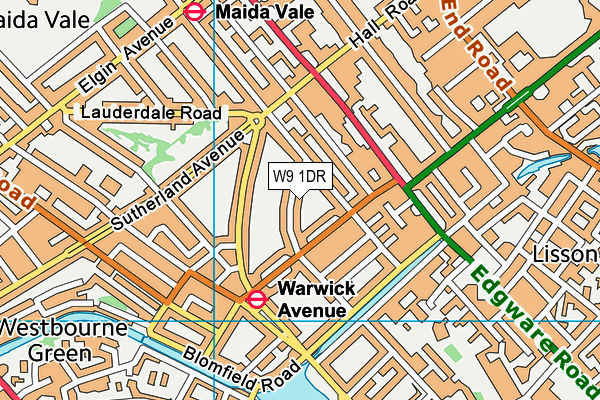 W9 1DR map - OS VectorMap District (Ordnance Survey)