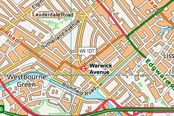 W9 1DT map - OS VectorMap District (Ordnance Survey)