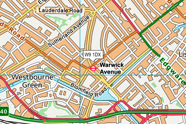 W9 1DX map - OS VectorMap District (Ordnance Survey)