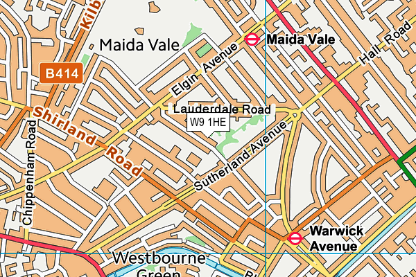 W9 1HE map - OS VectorMap District (Ordnance Survey)