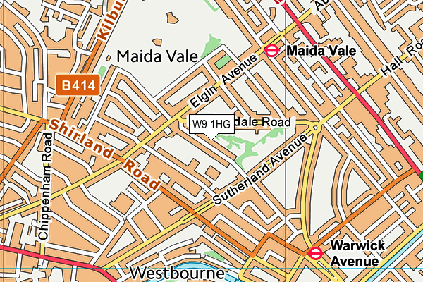 W9 1HG map - OS VectorMap District (Ordnance Survey)