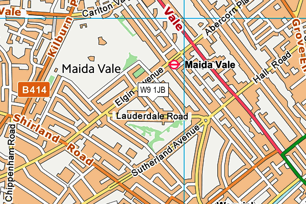 W9 1JB map - OS VectorMap District (Ordnance Survey)