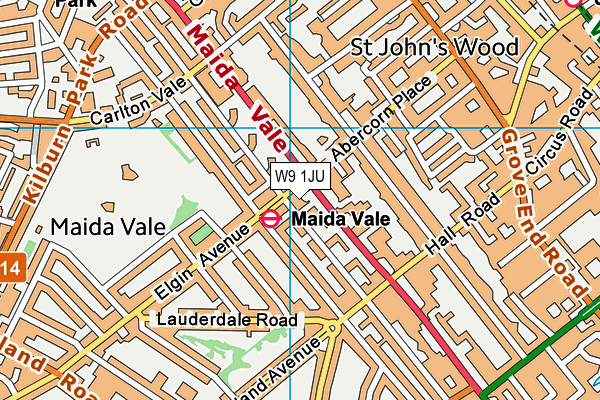 W9 1JU map - OS VectorMap District (Ordnance Survey)