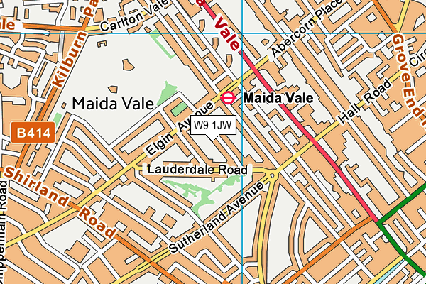 W9 1JW map - OS VectorMap District (Ordnance Survey)