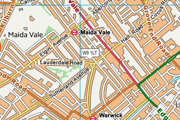 W9 1LT map - OS VectorMap District (Ordnance Survey)