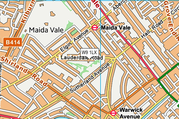 W9 1LX map - OS VectorMap District (Ordnance Survey)