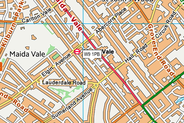 W9 1PB map - OS VectorMap District (Ordnance Survey)