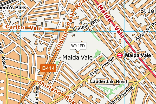Paddington Recreation Ground map (W9 1PD) - OS VectorMap District (Ordnance Survey)