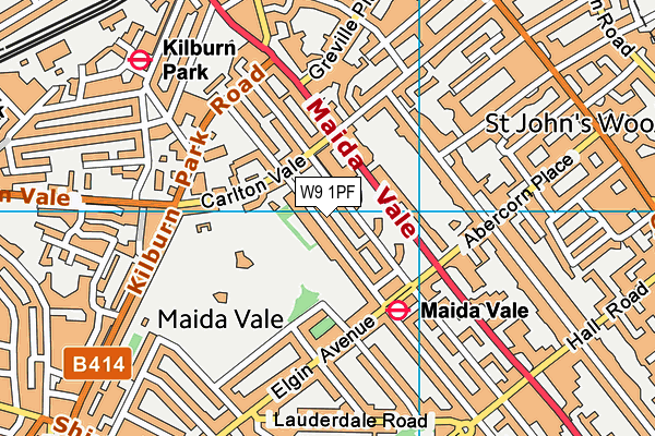 W9 1PF map - OS VectorMap District (Ordnance Survey)