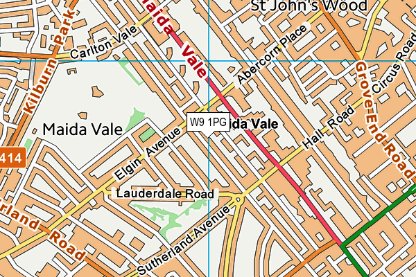 W9 1PG map - OS VectorMap District (Ordnance Survey)