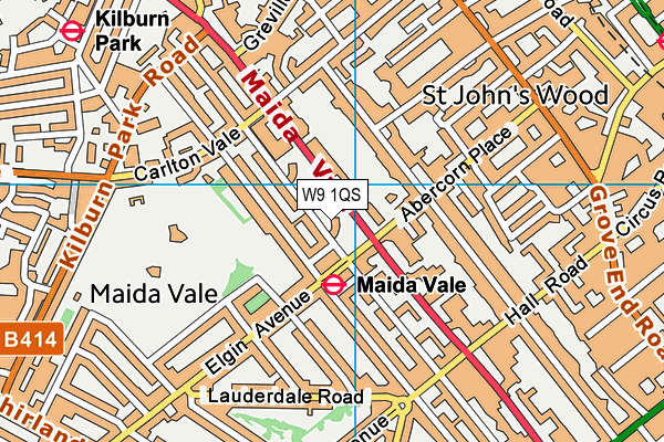 W9 1QS map - OS VectorMap District (Ordnance Survey)