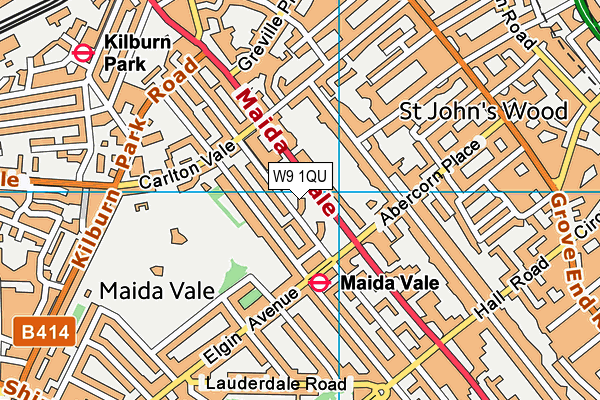 W9 1QU map - OS VectorMap District (Ordnance Survey)