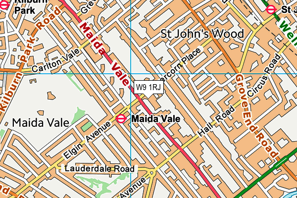 W9 1RJ map - OS VectorMap District (Ordnance Survey)