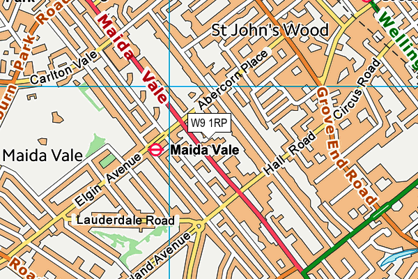 W9 1RP map - OS VectorMap District (Ordnance Survey)