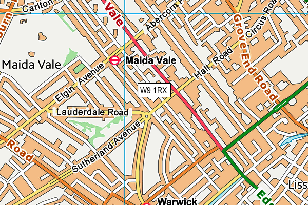 W9 1RX map - OS VectorMap District (Ordnance Survey)