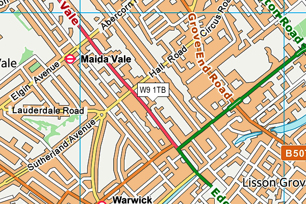 W9 1TB map - OS VectorMap District (Ordnance Survey)
