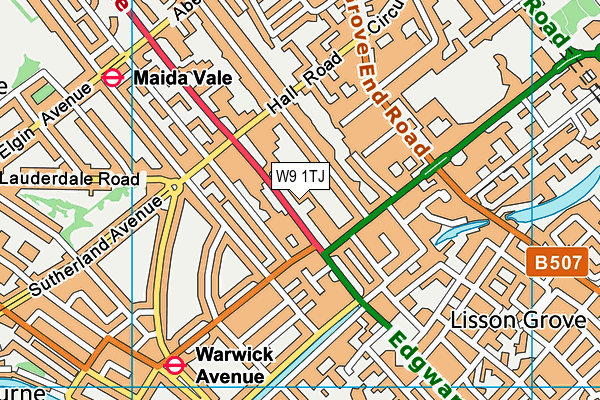 W9 1TJ map - OS VectorMap District (Ordnance Survey)