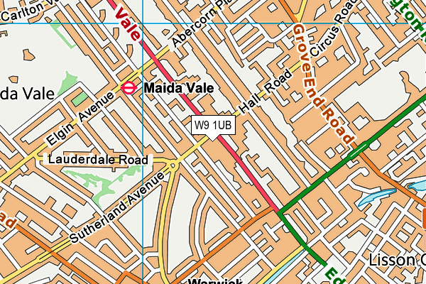W9 1UB map - OS VectorMap District (Ordnance Survey)