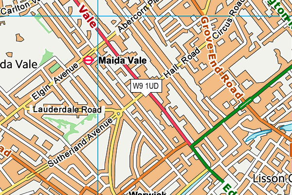 W9 1UD map - OS VectorMap District (Ordnance Survey)