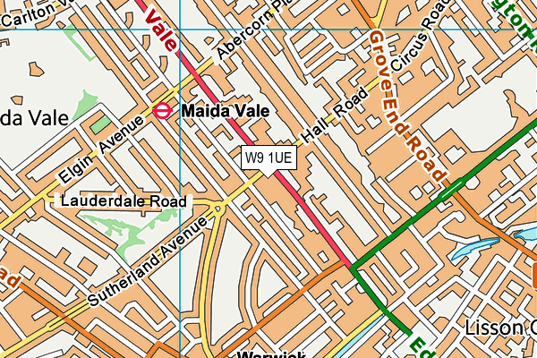 W9 1UE map - OS VectorMap District (Ordnance Survey)