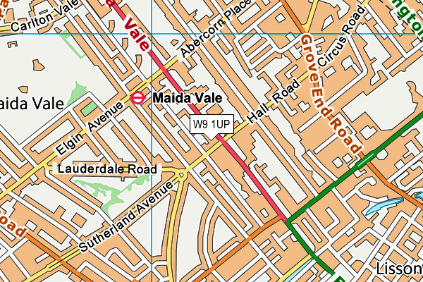 W9 1UP map - OS VectorMap District (Ordnance Survey)