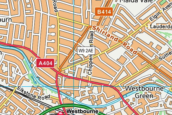 W9 2AE map - OS VectorMap District (Ordnance Survey)