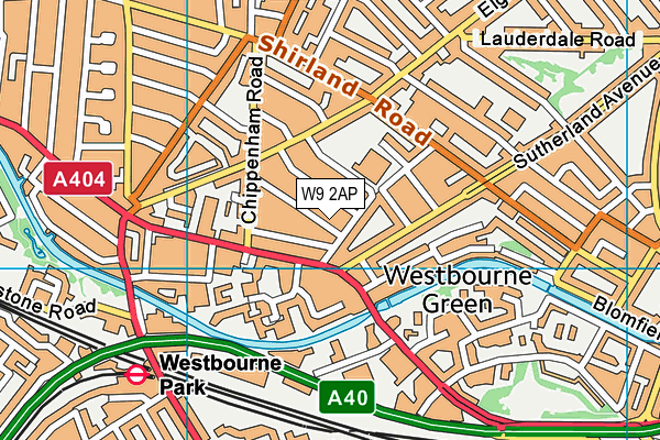 W9 2AP map - OS VectorMap District (Ordnance Survey)